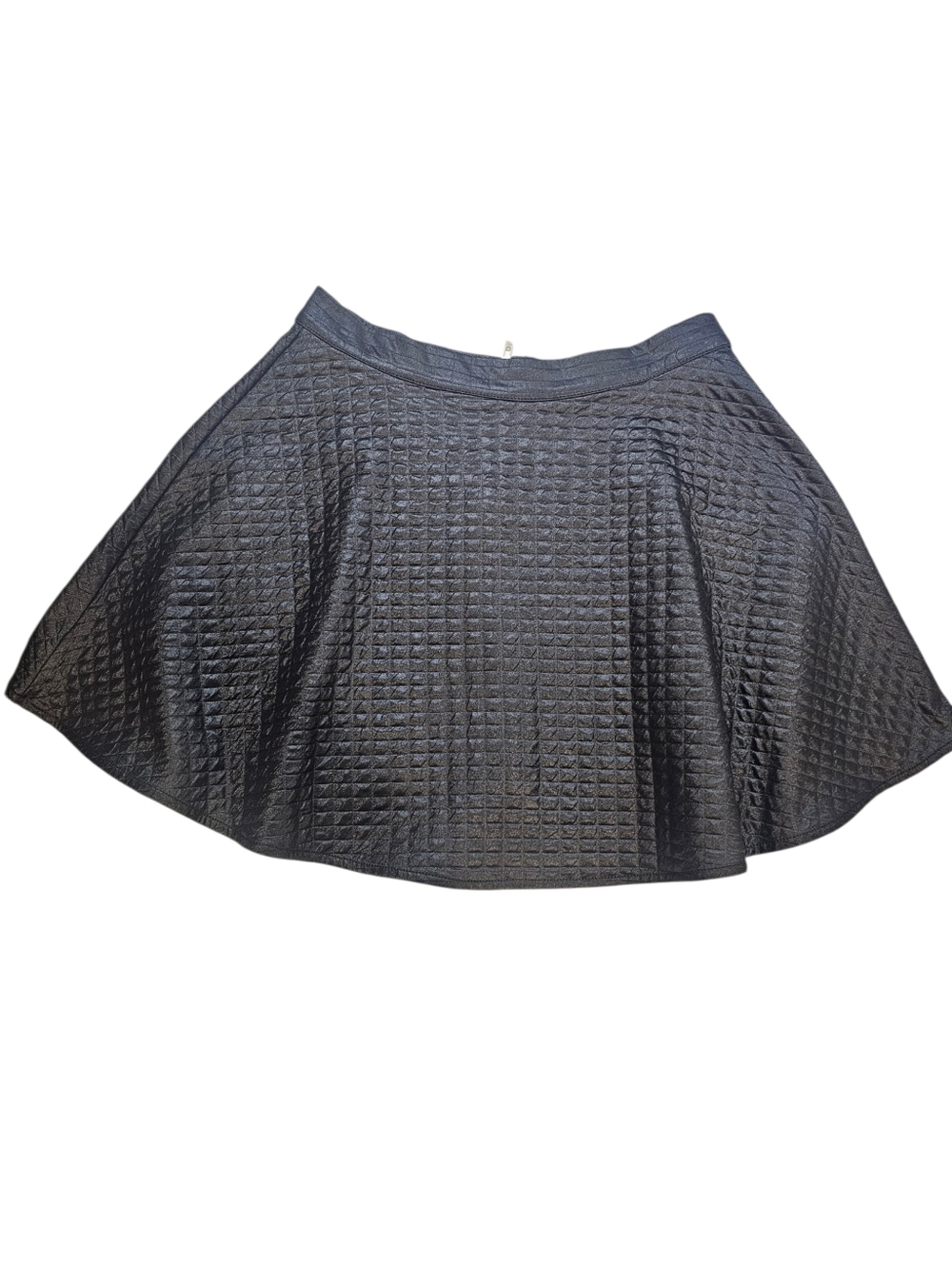 Black Textured Flared A-line Mini Skirt, Size Medium